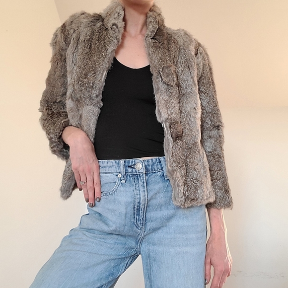 VINTAGE - RABBIT FUR COAT - Picture 5 of 12